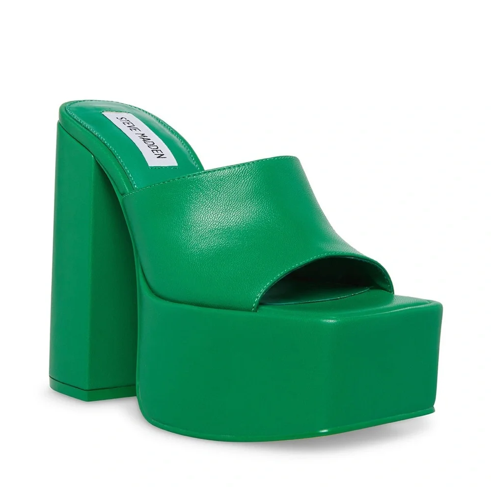 Steve Madden Green Platform Mule Heels